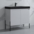 Dowell 36¡°(Fluted Bathroom Vanity Set ¡°(Assembled Cabinet Base with 2 Soft-Close Doors, Shelves & Ceramic/Resin Single Basin, Black/Golden Legs- 002 36 Series