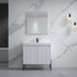 Dowell 36¡°(Fluted Bathroom Vanity Set ¡°(Assembled Cabinet Base with 2 Soft-Close Doors, Shelves & Ceramic/Resin Single Basin, Black/Golden Legs- 002 36 Series