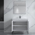 Dowell 36¡°(Fluted Bathroom Vanity Set ¡°(Assembled Cabinet Base with 2 Soft-Close Doors, Shelves & Ceramic/Resin Single Basin, Black/Golden Legs- 002 36 Series
