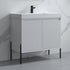 Dowell 36¡°(Fluted Bathroom Vanity Set ¡°(Assembled Cabinet Base with 2 Soft-Close Doors, Shelves & Ceramic/Resin Single Basin, Black/Golden Legs- 002 36 Series