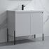 Dowell 36¡°(Fluted Bathroom Vanity Set ¡°(Assembled Cabinet Base with 2 Soft-Close Doors, Shelves & Ceramic/Resin Single Basin, Black/Golden Legs- 002 36 Series