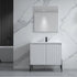 Dowell 36¡°(Fluted Bathroom Vanity Set ¡°(Assembled Cabinet Base with 2 Soft-Close Doors, Shelves & Ceramic/Resin Single Basin, Black/Golden Legs- 002 36 Series