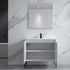 Dowell 36¡°(Fluted Bathroom Vanity Set ¡°(Assembled Cabinet Base with 2 Soft-Close Doors, Shelves & Ceramic/Resin Single Basin, Black/Golden Legs- 002 36 Series
