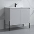 Dowell 36¡°(Fluted Bathroom Vanity Set ¡°(Assembled Cabinet Base with 2 Soft-Close Doors, Shelves & Ceramic/Resin Single Basin, Black/Golden Legs- 002 36 Series