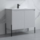 Dowell 36¡°(Fluted Bathroom Vanity Set ¡°(Assembled Cabinet Base with 2 Soft-Close Doors, Shelves & Ceramic/Resin Single Basin, Black/Golden Legs- 002 36 Series