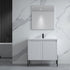 Dowell 36¡°(Fluted Bathroom Vanity Set ¡°(Assembled Cabinet Base with 2 Soft-Close Doors, Shelves & Ceramic/Resin Single Basin, Black/Golden Legs- 002 36 Series