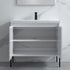 Dowell 36¡°(Fluted Bathroom Vanity Set ¡°(Assembled Cabinet Base with 2 Soft-Close Doors, Shelves & Ceramic/Resin Single Basin, Black/Golden Legs- 002 36 Series
