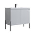 Dowell 36¡°(Fluted Bathroom Vanity Set ¡°(Assembled Cabinet Base with 2 Soft-Close Doors, Shelves & Ceramic/Resin Single Basin, Black/Golden Legs- 002 36 Series