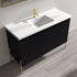 Dowell 48-Fluted Bathroom Vanity Set-(Assembled Cabinet Base with 3 Soft-Close Doors, Shelves & Ceramic/Resin Basin, Black/Golden Legs - 002 48 Series