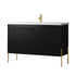 Dowell 48-Fluted Bathroom Vanity Set-(Assembled Cabinet Base with 3 Soft-Close Doors, Shelves & Ceramic/Resin Basin, Black/Golden Legs - 002 48 Series