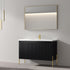 Dowell 48-Fluted Bathroom Vanity Set-(Assembled Cabinet Base with 3 Soft-Close Doors, Shelves & Ceramic/Resin Basin, Black/Golden Legs - 002 48 Series