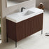 Dowell 48-Fluted Bathroom Vanity Set-(Assembled Cabinet Base with 3 Soft-Close Doors, Shelves & Ceramic/Resin Basin, Black/Golden Legs - 002 48 Series