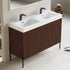 Dowell 48-Fluted Bathroom Vanity Set-(Assembled Cabinet Base with 3 Soft-Close Doors, Shelves & Ceramic/Resin Basin, Black/Golden Legs - 002 48 Series