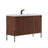 Dowell 48-Fluted Bathroom Vanity Set-(Assembled Cabinet Base with 3 Soft-Close Doors, Shelves & Ceramic/Resin Basin, Black/Golden Legs - 002 48 Series