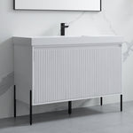 Dowell 48-Fluted Bathroom Vanity Set-(Assembled Cabinet Base with 3 Soft-Close Doors, Shelves & Ceramic/Resin Basin, Black/Golden Legs - 002 48 Series