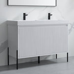 Dowell 48-Fluted Bathroom Vanity Set-(Assembled Cabinet Base with 3 Soft-Close Doors, Shelves & Ceramic/Resin Basin, Black/Golden Legs - 002 48 Series