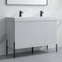 Dowell 48-Fluted Bathroom Vanity Set-(Assembled Cabinet Base with 3 Soft-Close Doors, Shelves & Ceramic/Resin Basin, Black/Golden Legs - 002 48 Series