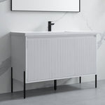 Dowell 48-Fluted Bathroom Vanity Set-(Assembled Cabinet Base with 3 Soft-Close Doors, Shelves & Ceramic/Resin Basin, Black/Golden Legs - 002 48 Series