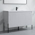 Dowell 48-Fluted Bathroom Vanity Set-(Assembled Cabinet Base with 3 Soft-Close Doors, Shelves & Ceramic/Resin Basin, Black/Golden Legs - 002 48 Series
