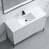 Dowell 48-Fluted Bathroom Vanity Set-(Assembled Cabinet Base with 3 Soft-Close Doors, Shelves & Ceramic/Resin Basin, Black/Golden Legs - 002 48 Series