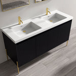 Dowell 60¡°(Fluted Bathroom Vanity Set ¡°(Assembled Cabinet Base with 4 Soft-Close Doors, Shelves & Resin Basin - 002 60 Series