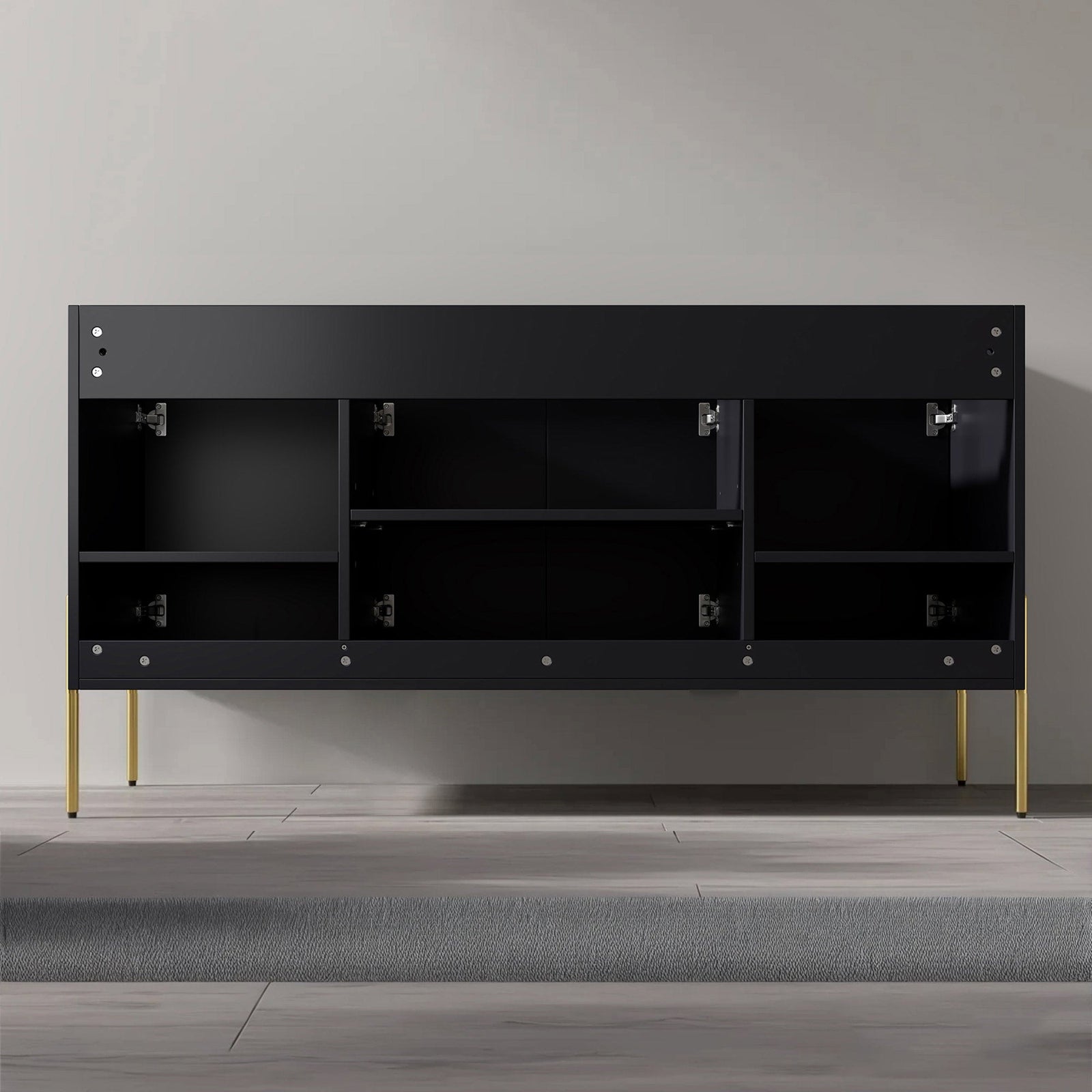 Dowell 60¡°(Fluted Bathroom Vanity Set ¡°(Assembled Cabinet Base with 4 Soft-Close Doors, Shelves & Resin Basin - 002 60 Series