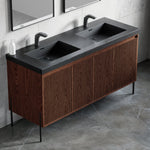 Dowell 60¡°(Fluted Bathroom Vanity Set ¡°(Assembled Cabinet Base with 4 Soft-Close Doors, Shelves & Resin Basin - 002 60 Series