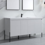 Dowell 60¡°(Fluted Bathroom Vanity Set ¡°(Assembled Cabinet Base with 4 Soft-Close Doors, Shelves & Resin Basin - 002 60 Series