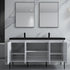 Dowell 60¡°(Fluted Bathroom Vanity Set ¡°(Assembled Cabinet Base with 4 Soft-Close Doors, Shelves & Resin Basin - 002 60 Series