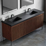 Dowell 72¡°(Fluted Bathroom Vanity Set ¡°(Assembled Cabinet Base with 5 Soft-Close Doors, Shelves &  Resin Double Basin - 002 72 Sereis