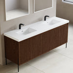 Dowell 72¡°(Fluted Bathroom Vanity Set ¡°(Assembled Cabinet Base with 5 Soft-Close Doors, Shelves &  Resin Double Basin - 002 72 Sereis
