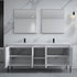 Dowell 72¡°(Fluted Bathroom Vanity Set ¡°(Assembled Cabinet Base with 5 Soft-Close Doors, Shelves &  Resin Double Basin - 002 72 Sereis