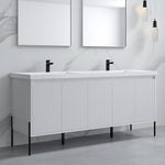Dowell 72¡°(Fluted Bathroom Vanity Set ¡°(Assembled Cabinet Base with 5 Soft-Close Doors, Shelves &  Resin Double Basin - 002 72 Sereis