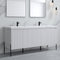 Dowell 72¡°(Fluted Bathroom Vanity Set ¡°(Assembled Cabinet Base with 5 Soft-Close Doors, Shelves &  Resin Double Basin - 002 72 Sereis