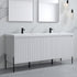 Dowell 72¡°(Fluted Bathroom Vanity Set ¡°(Assembled Cabinet Base with 5 Soft-Close Doors, Shelves &  Resin Double Basin - 002 72 Sereis