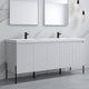 Dowell 72¡°(Fluted Bathroom Vanity Set ¡°(Assembled Cabinet Base with 5 Soft-Close Doors, Shelves &  Resin Double Basin - 002 72 Sereis