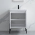 Dowell 24" Fluted Design Vanity Set ¡°(Modern Pre-Assembled Bathroom Cabinet with Soft-Close Doors & Shelf, Ceramic/Resin Basin, Black/Golden Legs - 002 24 Series