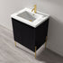 Dowell 24" Fluted Design Vanity Set ¡°(Modern Pre-Assembled Bathroom Cabinet with Soft-Close Doors & Shelf, Ceramic/Resin Basin, Black/Golden Legs - 002 24 Series