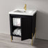 Dowell 24" Fluted Design Vanity Set ¡°(Modern Pre-Assembled Bathroom Cabinet with Soft-Close Doors & Shelf, Ceramic/Resin Basin, Black/Golden Legs - 002 24 Series