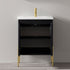 Dowell 24" Fluted Design Vanity Set ¡°(Modern Pre-Assembled Bathroom Cabinet with Soft-Close Doors & Shelf, Ceramic/Resin Basin, Black/Golden Legs - 002 24 Series