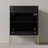 Dowell 24" Fluted Design Vanity Set ¡°(Modern Pre-Assembled Bathroom Cabinet with Soft-Close Doors & Shelf, Ceramic/Resin Basin, Black/Golden Legs - 002 24 Series