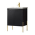 Dowell 24" Fluted Design Vanity Set ¡°(Modern Pre-Assembled Bathroom Cabinet with Soft-Close Doors & Shelf, Ceramic/Resin Basin, Black/Golden Legs - 002 24 Series