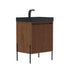 Dowell 24" Fluted Design Vanity Set ¡°(Modern Pre-Assembled Bathroom Cabinet with Soft-Close Doors & Shelf, Ceramic/Resin Basin, Black/Golden Legs - 002 24 Series