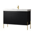 Dowell 48-Fluted Bathroom Vanity Set-(Assembled Cabinet Base with 3 Soft-Close Doors, Shelves & Ceramic/Resin Basin, Black/Golden Legs - 002 48 Series