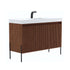 Dowell 48-Fluted Bathroom Vanity Set-(Assembled Cabinet Base with 3 Soft-Close Doors, Shelves & Ceramic/Resin Basin, Black/Golden Legs - 002 48 Series