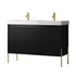 Dowell 48-Fluted Bathroom Vanity Set-(Assembled Cabinet Base with 3 Soft-Close Doors, Shelves & Ceramic/Resin Basin, Black/Golden Legs - 002 48 Series