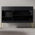Dowell 48-Fluted Bathroom Vanity Set-(Assembled Cabinet Base with 3 Soft-Close Doors, Shelves & Ceramic/Resin Basin, Black/Golden Legs - 002 48 Series