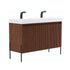 Dowell 48-Fluted Bathroom Vanity Set-(Assembled Cabinet Base with 3 Soft-Close Doors, Shelves & Ceramic/Resin Basin, Black/Golden Legs - 002 48 Series