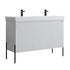 Dowell 48-Fluted Bathroom Vanity Set-(Assembled Cabinet Base with 3 Soft-Close Doors, Shelves & Ceramic/Resin Basin, Black/Golden Legs - 002 48 Series