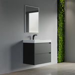 Dowell 30" Wall-Mounted Floating Bathroom Vanity ¡°(Pre-Assembled, White/Black, with Two Drawers and a Single Basin - 004 30 Series